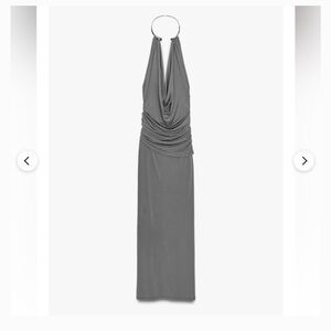 Zara Draped Halter Maxi Dress in Gray